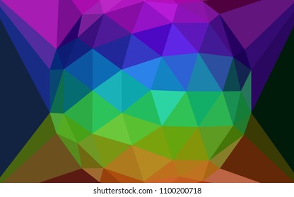 Dark Multicolor vector polygon abstract backdrop with a gem in a centre. Polygonal abstract illustration with gradient. New template for your brand book.