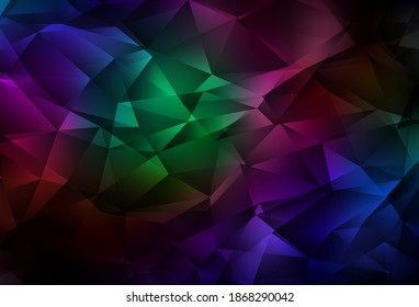 Dark Multicolor vector polygon abstract backdrop. Triangular geometric sample with gradient.  Textured pattern for your backgrounds.
