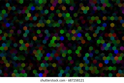 Dark Multicolor, vector polygonal illustration, which consist of hexagons. Hexagonal pattern for your business design. Geometric background