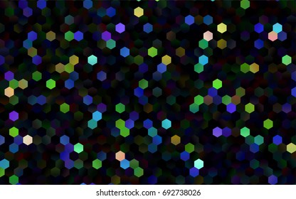 Dark Multicolor vector polygonal illustration, which consist of hexagons. Hexagonal design for your business. Creative geometric background in Origami style with gradient