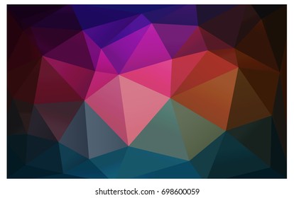Dark Multicolor vector polygonal illustration, which consist of triangles. Triangular pattern for your business design. Geometric background in Origami style with gradient. 