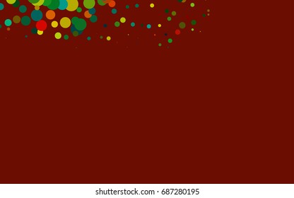 Dark Multicolor, vector red banner with set of circles, dots. Donuts Background. Creative Design Template. Technological halftone illustration.