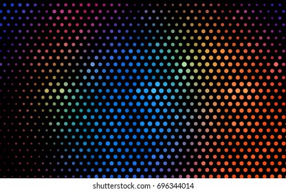 Dark Multicolor vector red banner with set of circles, dots. Donuts Background. Creative Design Template. Technological halftone illustration.