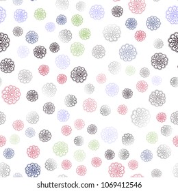 Dark Multicolor vector seamless abstract doodle background. A vague abstract illustration with flowers in doodles style. Pattern for colorful books and pages for kids.