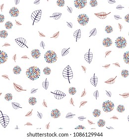 Dark Multicolor vector seamless abstract background with leaves and flowers. Glitter abstract illustration with leaves and flowers. Hand painted design for web, leaflet, textile.