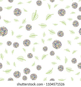 Dark Multicolor vector seamless abstract design with leaves and flowers. An elegant bright illustration with leaves and flowers. Brand new style for your business design.