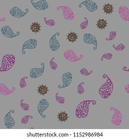 Dark Multicolor vector seamless abstract backdrop with leaves and flowers. Colorful illustration in doodle style with leaves, flowers. Doodle design can be used for your web site.