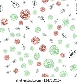 Dark Multicolor vector seamless abstract design with leaves and flowers. Leaves and flowers with gradient on white background. Design for wallpaper, fabric makers.
