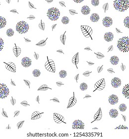 Dark Multicolor vector seamless abstract design with leaves, flowers. Gradient Leaves, flowers on white background. Pattern for trendy fabric, wallpapers.