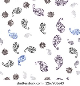 Dark Multicolor vector seamless abstract background with leaves and flowers. Colorful abstract illustration with leaves in doodle style. Design for textile, fabric, wallpapers.