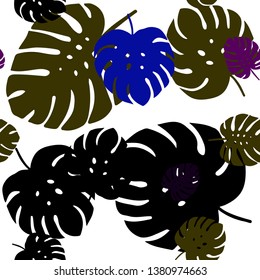 Dark Multicolor vector seamless abstract backdrop with leaves. Brand new colored illustration in blurry style with leaves. Design for wallpaper, fabric makers.