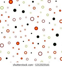 Dark Multicolor vector seamless backdrop with dots. Blurred bubbles on abstract background with colorful gradient. Template for business cards, websites.