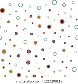 Dark Multicolor vector seamless backdrop with dots. Blurred bubbles on abstract background with colorful gradient. Design for textile, fabric, wallpapers.