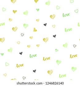 Dark Multicolor vector seamless backdrop with phrase LOVE YOU, hearts. Colorful illustration with quote LOVE YOU, hearts. Pattern for trendy fabric, wallpapers.