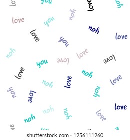 Dark Multicolor vector seamless backdrop with phrase LOVE YOU. Illustration with phrase LOVE YOU for valentine's day. Pattern for trendy fabric, wallpapers.