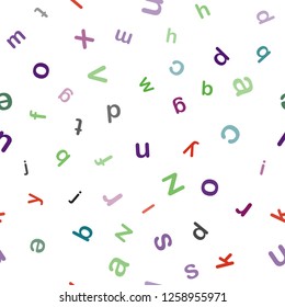 Dark Multicolor vector seamless backdrop with english symbols. Blurred design in simple style with signs of alphabet. Design for textile, fabric, wallpapers.