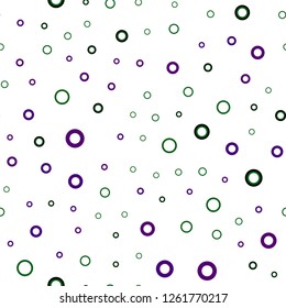 Dark Multicolor vector seamless backdrop with dots. Blurred bubbles on abstract background with colorful gradient. Pattern for trendy fabric, wallpapers.