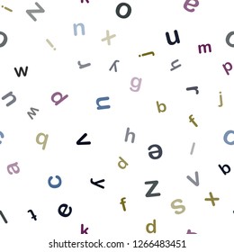 Dark Multicolor vector seamless backdrop with english symbols. Colored alphabet signs with gradient on white background. Texture for window blinds, curtains.