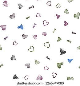 Dark Multicolor vector seamless backdrop with phrase LOVE YOU, hearts. Illustration with phrase LOVE YOU, hearts for valentine's day. Design for textile, fabric, wallpapers.