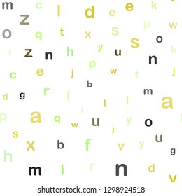 Dark Multicolor vector seamless backdrop with english symbols. Colored alphabet signs with gradient on white background. Texture for window blinds, curtains.