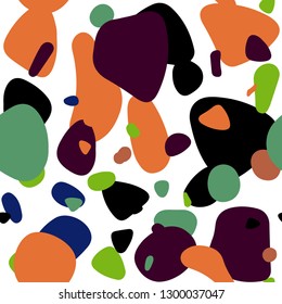 Dark Multicolor vector seamless backdrop with dots. Blurred bubbles on abstract background with colorful gradient. Pattern for design of fabric, wallpapers.