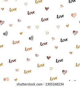 Dark Multicolor vector seamless backdrop with phrase LOVE YOU, hearts. Colorful gradient phrase LOVE YOU, hearts in abstract style. Pattern for trendy fabric, wallpapers.