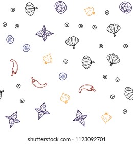 Dark Multicolor vector seamless background with tasty food. Glitter abstract sketch with gourmet food. Doodle design for your business advert of cafes.