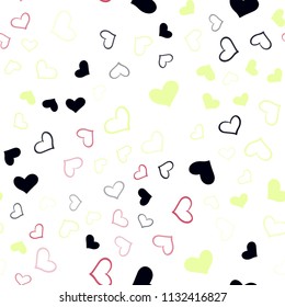 Dark Multicolor vector seamless background with hearts. Illustration with hearts in love concept for valentine's day. Design for ad, poster, banner of Valentine Day.