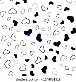 Dark Multicolor vector seamless background with hearts. Blurred decorative design in doodle style with hearts. Template for Valentine's greeting postcards.