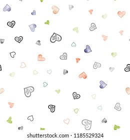 Dark Multicolor vector seamless background with hearts. Glitter abstract illustration with colorful hearts in romantic style. Pattern for carnival, festival romantic leaflets.