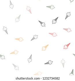 Dark Multicolor vector seamless background with ice-cream cones. Beautiful colorful illustration with ice-cream cones. Template of a black hot beverage in a cafe.