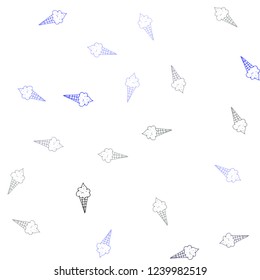 Dark Multicolor vector seamless background with ice-cream cones. Decorative illustration with ice-cream on abstract template. Design for ad, poster, banner of cafes, restaurants.