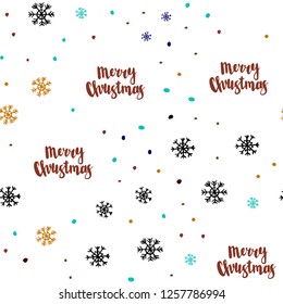 Dark Multicolor vector seamless background with xmas snowflakes. Shining colorful illustration with snow on abstract template. Trendy design for wallpaper, fabric makers.