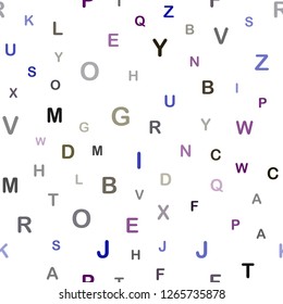 Dark Multicolor vector seamless background with signs of alphabet. Shining colorful illustration with isolated letters. Pattern for trendy fabric, wallpapers.
