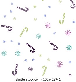 Dark Multicolor vector seamless background with sweet xmas lollipops.