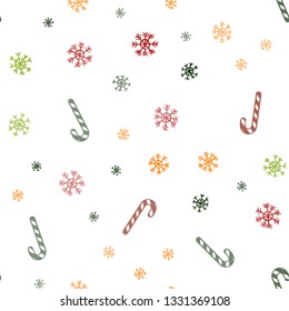 Dark Multicolor vector seamless background with sweet xmas lollipops.