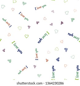 Dark Multicolor vector seamless background with hearts. Decorative shining illustration with hearts on abstract template. Pattern can be used for valentine's ad, booklets.