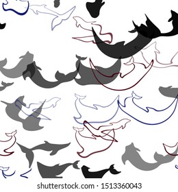 Dark Multicolor vector seamless background with dolphins. Modern abstract illustration with sea dolphins. Pattern for marine leaflets.