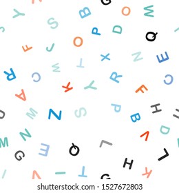 Dark Multicolor vector seamless background with signs of alphabet. Shining colorful illustration with isolated letters. Design for textile, fabric, wallpapers.