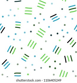 Dark Multicolor vector seamless cover with abstract shapes. Decorative abstract design of repeating lines, circles. Pattern for design of fabric, wallpapers.