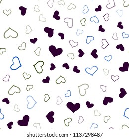Dark Multicolor vector seamless cover with Shining hearts. Hearts on blurred abstract background with colorful gradient. Design for ad, poster, banner of Valentine Day.