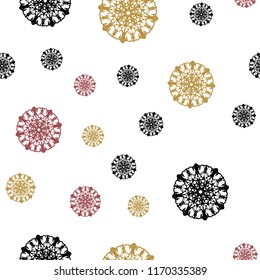 Dark Multicolor vector seamless cover with beautiful snowflakes. Shining colored illustration with snow in christmas style. Design for textile, fabric, wallpapers.