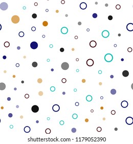 Dark Multicolor vector seamless cover with spots. Modern abstract illustration with colorful water drops. Pattern for design of fabric, wallpapers.