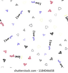 Dark Multicolor vector seamless cover with Shining hearts. Decorative shining illustration with hearts on abstract template. Pattern can be used for valentine's ad, booklets.