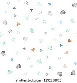 Dark Multicolor vector seamless cover with Shining hearts. Glitter abstract illustration with colorful hearts in romantic style. Pattern can be used for valentine's ad, booklets.