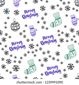 Dark Multicolor vector seamless cover with beautiful snowflakes, balls, socks, mittens. Colorful illustration with xmas symbols. Design for wallpaper, fabric makers.