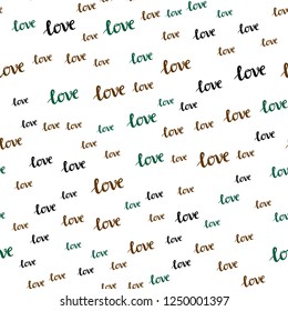 Dark Multicolor vector seamless cover with quote LOVE YOU. Decorative design in doodle style with text LOVE YOU. Design for wallpaper, fabric makers.