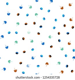 Dark Multicolor vector seamless cover with set of coffee beans. Gradient illustration with set of mugs, beans. Pattern for menu of cafes and restaurants.