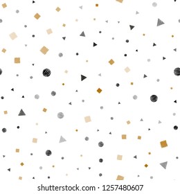 Dark Multicolor vector seamless cover with polygonal style with circles. Glitter abstract illustration with spheres, squares, lines. Pattern for design of window blinds, curtains.
