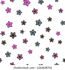 Dark Multicolor vector seamless cover with small and big stars. Glitter abstract illustration with colored stars. Template for business cards, websites.